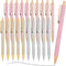 Leinuosen 20 Pcs Comfortable Writing Ballpoint Pens, Metal Retractable, Medium Point for Office Supplies (Silver, Gold)