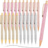 Leinuosen 20 Pcs Comfortable Writing Ballpoint Pens, Metal Retractable, Medium Point for Office Supplies (Silver, Gold)