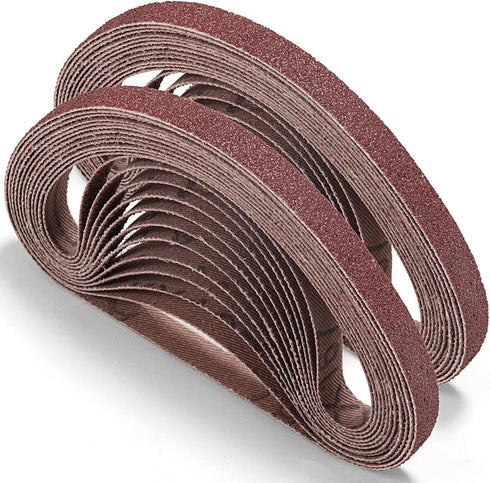 Sanding Belt 24 Pack, 1/2 x 18 Inch Aluminum Oxide Assortment for Woodworking and Metal Polishing
