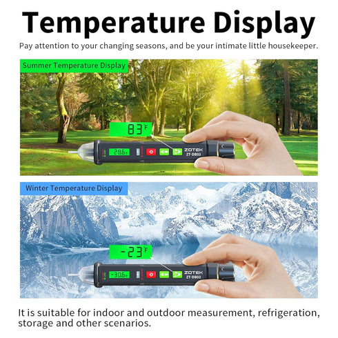 Voltage Tester Pen with Ambient Temperature Display, Non Contact Voltage Tester, Electric Tester with Flashlight