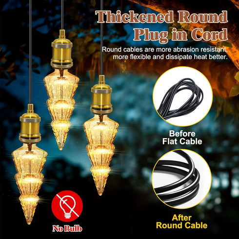 Puanticn 16.4 E26 E27 Bulb Bulb Ft Retro Hanging Lamp with Plug in Cord, Black Thicken Round Pendant Light Cord