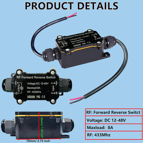 12V 48V 8A 12V 165 Doors,Winch Forward and Reverse Remote Switch,DC to Waterproof Remote Control Switch,Linear Actuator