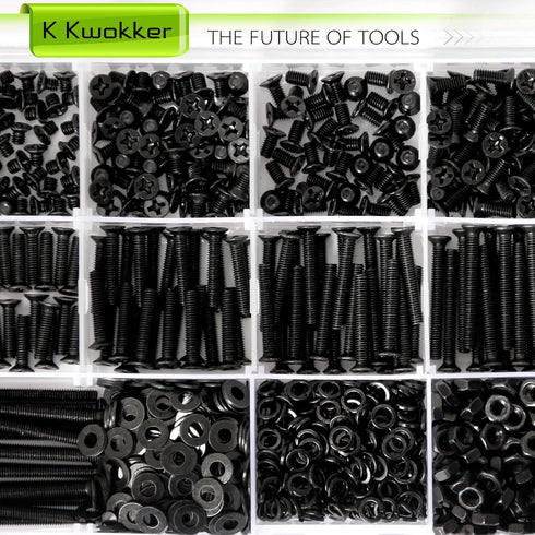 K Kwokker 1480Pcs M3 4mm 35mm M3 Countersunk 3D 4/5/6/8/10/12/16/20/25/30/35mm Flat Head Phillips Machine Screws