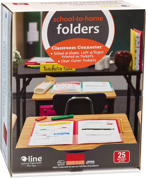 C-Line 25 per Box Classroom Connector School-to-Home Folders, Red (32004)