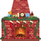 TaoBary Christmas Cardboard Fireplace, 35.4 x 38.6 Inch Red Brick Bulletin Board Decoration with PVC Garland