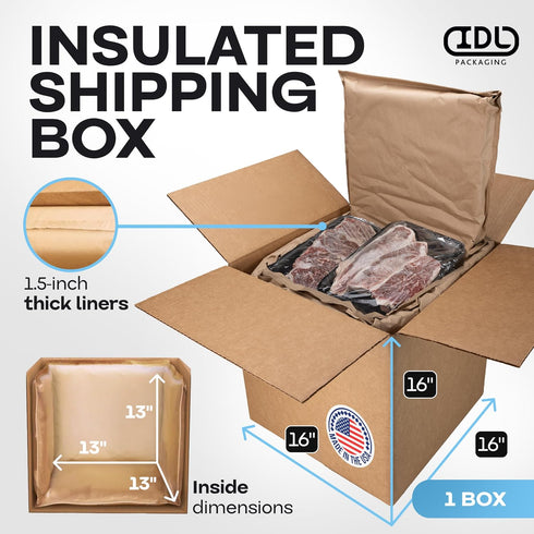 16" 16" 16", Pack 1 9.5-Gallon Frozen Packaging Insulated Thermal Shipping Box x x of - USA-Made Cold Food Shipping Box