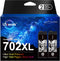 Uniwork Remanufactured 702XL Ink Cartridge, Replacement for Epson 702XL, High Yield, 2 Black for Workforce Pro Printers
