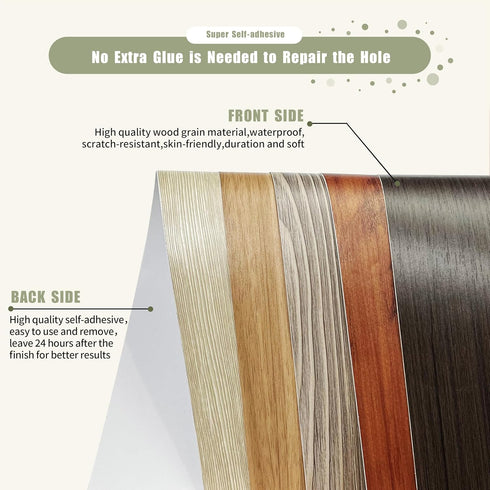 Wood Grain Tape, 2.4" X15', Self Adhesive Repair Patch for Furniture Renovation, Tables, Chairs, and Doors