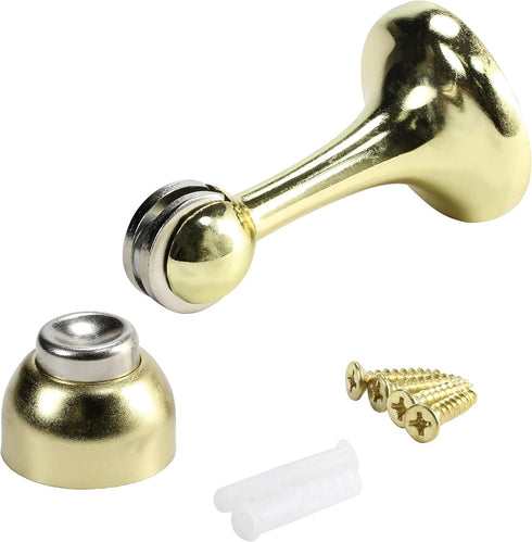 Rok Hardware Magnetic Door Stop Holder, 3 Inches, Brass, 1 Pack