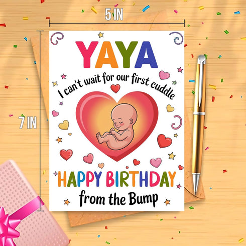Moonlit93 Yaya - I Can't Wait For Our First Cuddle Happy Birthday From The Bump! Card - Ideas Birthday Card For Yaya