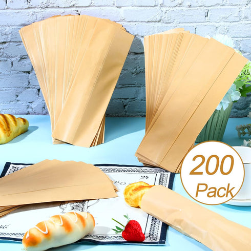 200 Pcs Kraft Paper Bags, Kraft Churro Bags, Grease Resistant Silverware Sleeves for Utensils, Cutlery, Cookies,