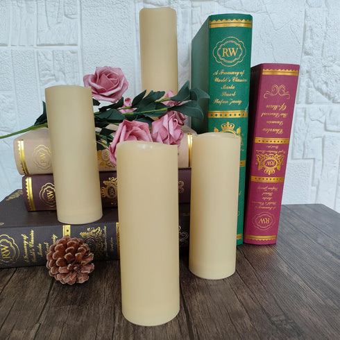 4 Pack Outdoor Flameless Pillar Candles, Battery Operated Waterproof LED Candle Set with Remote and Timer, 2 x6