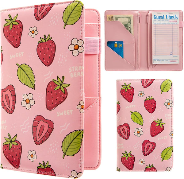 Pink Server Book, Server Books for Waitress, Waitress Book with 2 Zipper
