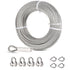 1/4 Stainless Steel Cable, 25ft Wire Rope with Wire Rope Clamps and