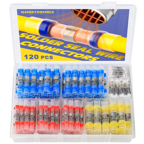 haisstronica 120PCS Solder Seal Wire Connectors, Marine Grade Heat Shrink Butt Splice