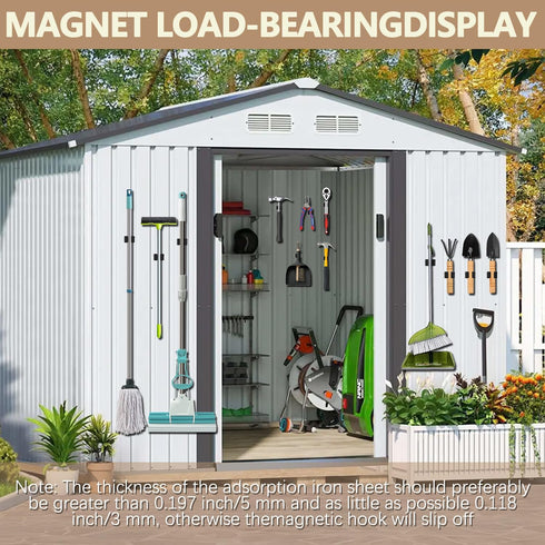 3-H 8 Pack,Broom Magnetic Broom Holder with Strong Magnetic Hook Holder Wall Mount for Garage Garden Shed Storage