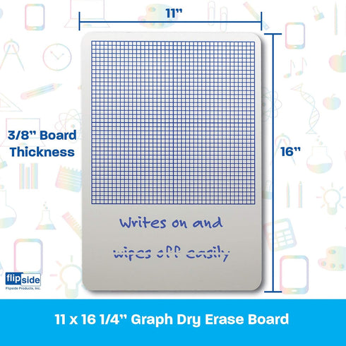 Flipside 1/4" Graph Dry Erase Board - 11" x 16"