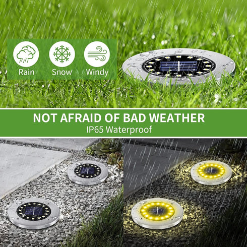 16 8pack) NFESOLAR Solar Lights Outdoor with LEDs, Bright Solar Ground Lights Outdoor Waterproof Solar Disk Lights
