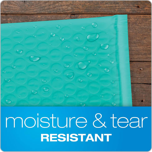 Quality Park Bubble Mailers - 8.25 x 11 Shipping Envelopes, Water Resistant Teal Poly Padded Envelopes, 25 Per Box