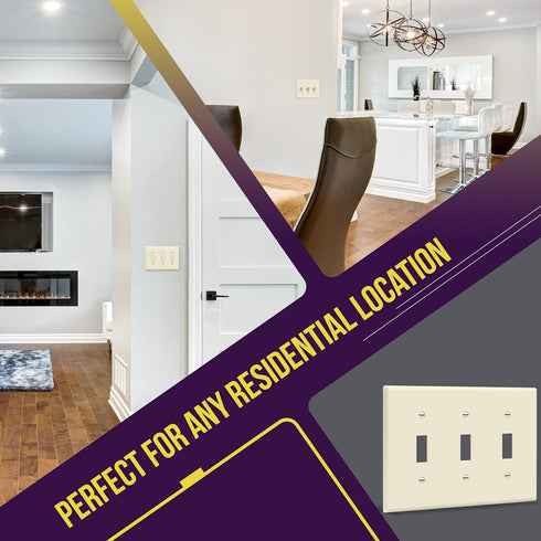 ENERLITES Triple Toggle Light Switch Wall Plate, Gloss Finish, Standard Size 3-Gang, Unbreakable Polycarbonate