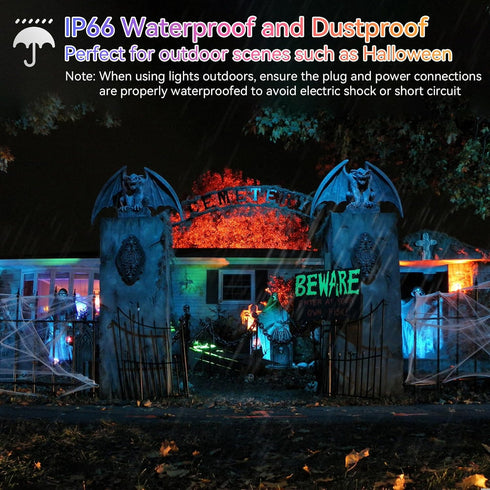 Changing,30W (300W Equivalent),3000LM, 2.4G Control,IP66 Waterproof,16 Sync,5000K,2-Pack RGB LED Flood Lights
