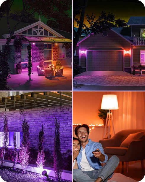PAR38 Bulbs Dimmable Bulb, 18W(120W Bulb, E26 4 Pack EDISHINE Purple & Orange LED Flood Light Outdoor, LED Light