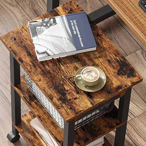 TUTOTAK 3 PS02BB001 Tier Printer Stand, Rolling Printer Cart with Power Outlets and USB Ports, Mobile Printer Table