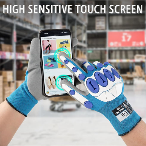 Safety Work Gloves for Men and Women, Impact Resistant Gloves with TPR Protection and Anti-Slip Palm