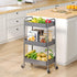 TOOLF 3-Tier Rolling Cart, Metal Utility Cart with Lockable Wheels, Easy Assembly for Office, Kitchen, and More