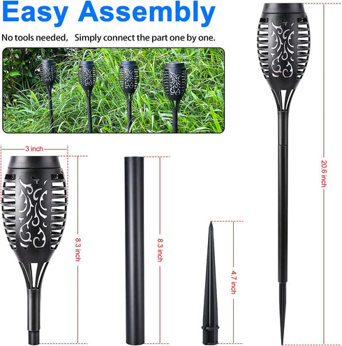 6 Pack, Solar Lights Outdoor Solar Torch Light with Flickering Flame, Waterproof Outdoor Lighting Solar Powered Pathway
