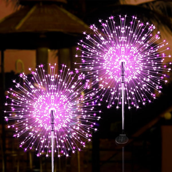 JJGoo Solar Garden Lights, 2 Pack 120 LEDs Solar Firework Lights for Outdoor Decor