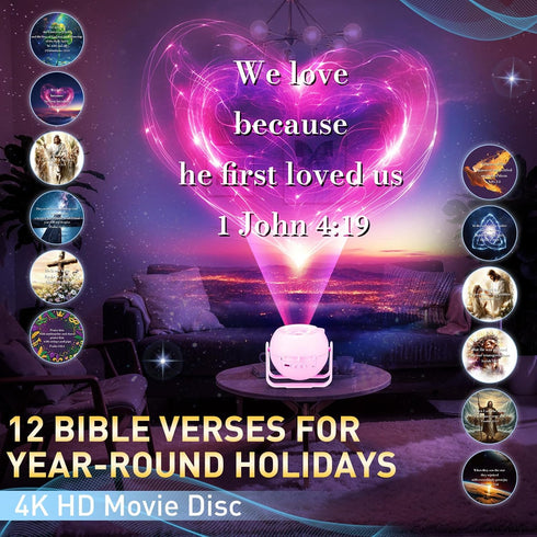Lewtemi 12 Communion, Bible Verse Projector with Interchangeable Scripture Slides, Religious Gifts for Kids Adult