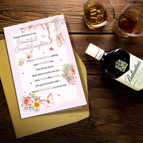Supoeguk Lovely Birthday Card for Granddaughter, Sweet Granddaughter Birthday Cards Gifts, Happy Bday Card from