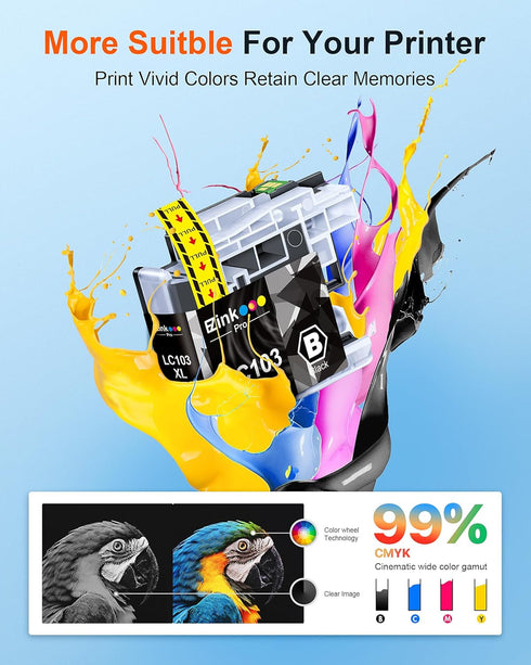 E-Z Ink Pro LC103BK Compatible Ink Cartridge Replacement for Brother LC103 XL, Compatible with MFC-J870DW (2 Black)