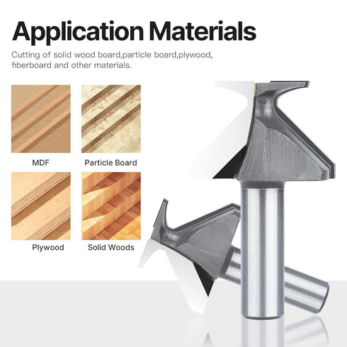 1/2" R18 Seamless HUHAO Shank Woodworking Router Bit, Arc Bending Integrated Milling Cutter Router Bit, Carbide Tip V