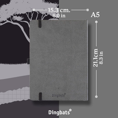 Dingbats A5+ Wildlife Journal, Softcover, Cream 100gsm Ink-Proof Paper, 6 x 8.3 inches, 112 Pages, Grey Elephant