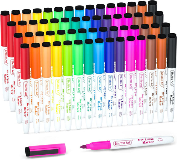 Dry Erase Markers, Shuttle Art 60 Bulk Pack 15 Colors Magnetic Whiteboard
