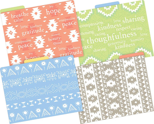 Barker Creek Designer File Folders Set of 36, 1/3 Cut Tabs, 4 Beautiful Designs in Calming Colors, Letter-Size