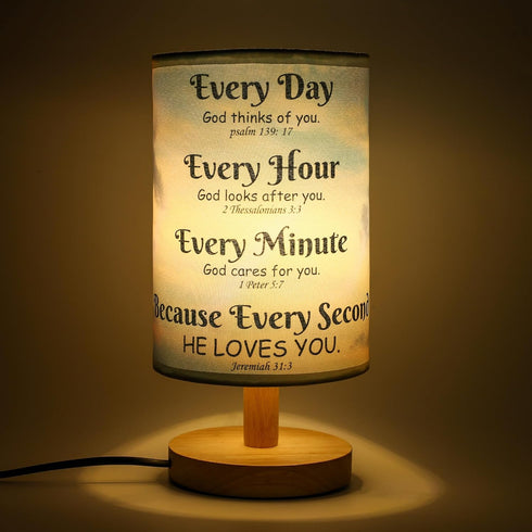 WSYEAR Bible Verse Table Lamp with Inspirational Thoughts and Christian Religious Gifts for Women Men Christmas Easter