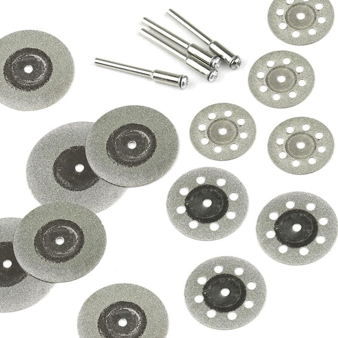 40 Pcs Diamond Cutting Wheel Set, 25mm/30mm/35mm/40mm with 8 Pcs 3mm Mandrel and 2 Pcs Screwdriver