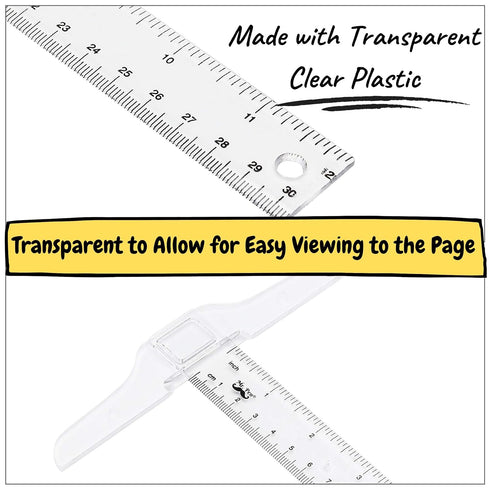 Mr. Pen 12 Inch Plastic T-Square, 3-Pack Drafting & Crafting T-Square Ruler