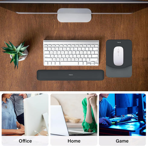 MOSISO Wrist Rest Support for Mouse Pad & Keyboard Set, Ergonomic Non-Slip Base Home/Office Pain Relief Pad with