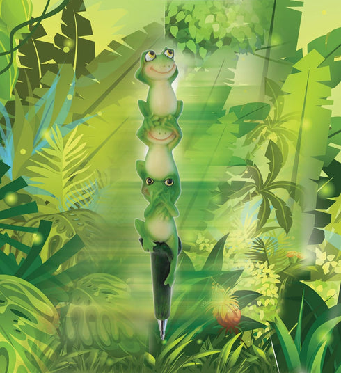 Planet Pens Three Wise Frogs Novelty Pen - Cute Fun & Unique Ballpoint Pen for Kids & Adults