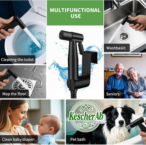 KescherAb Handheld Toilet Bidet Sprayer for Toilet, Adjustable Water Pressure Control with Complete Bidet Spray Hoses