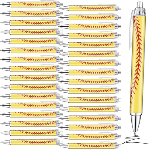 Thenshop 40 Pcs Cute Softball Football Volleyball Ballpoint Pens, Comfortable Writing Retractable Pens for Kids and