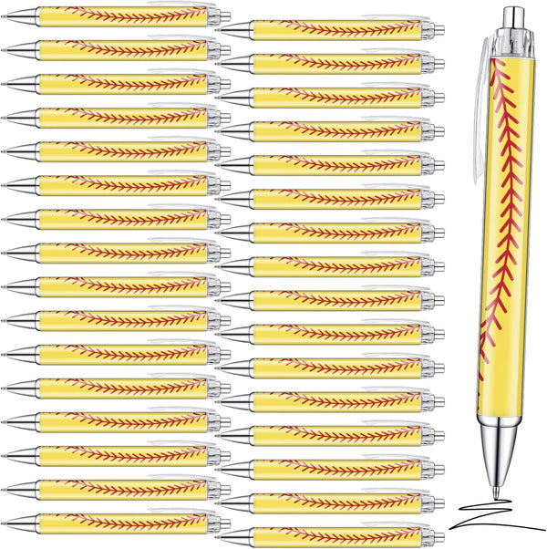 Thenshop 40 Pcs Cute Softball Football Volleyball Ballpoint Pens, Comfortable Writing Retractable Pens for Kids and
