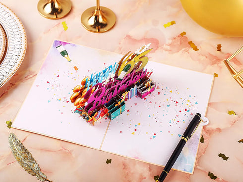 Liif Happy 65Th Birthday 3D Greeting Pop Up Card, Funny Birthday Card for Women, Men, 65 Years Old Celebration