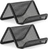 MaxGear Mesh Business Card Holder for Desk, Black Metal Stand with 50 Cards, 2 Pack