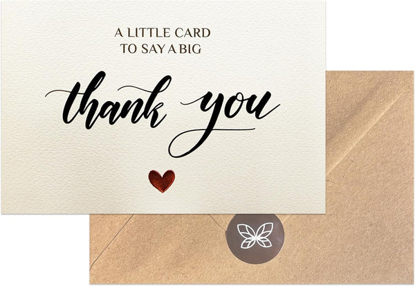 Papierville 50 Embossed Thank You Cards with Envelopes & Stickers Ivory Folded Notecards