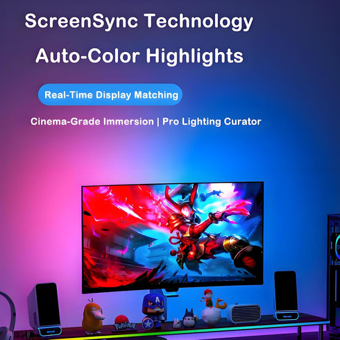 wacuaao 32 Inch (32 inch) Monitor Backlight - Smart LED Strip for PC Monitor Sync - Cinematic Screen Color and Music